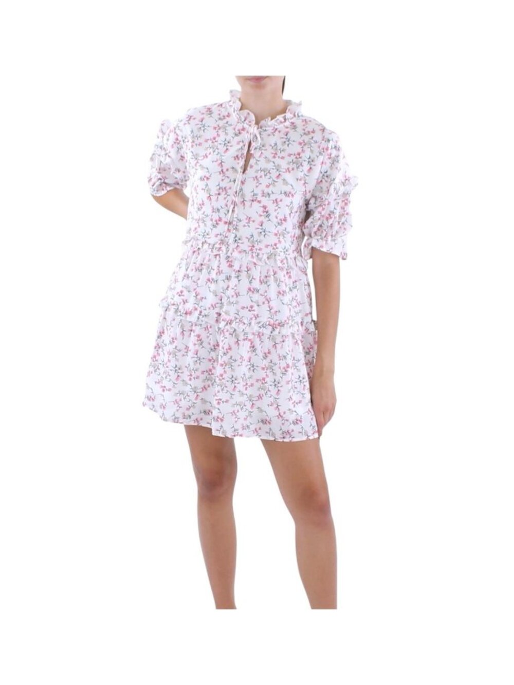 70°F/21°C Smocked Floral Boho Cottagecore Whimsical Puff Sleeve Dress Medium